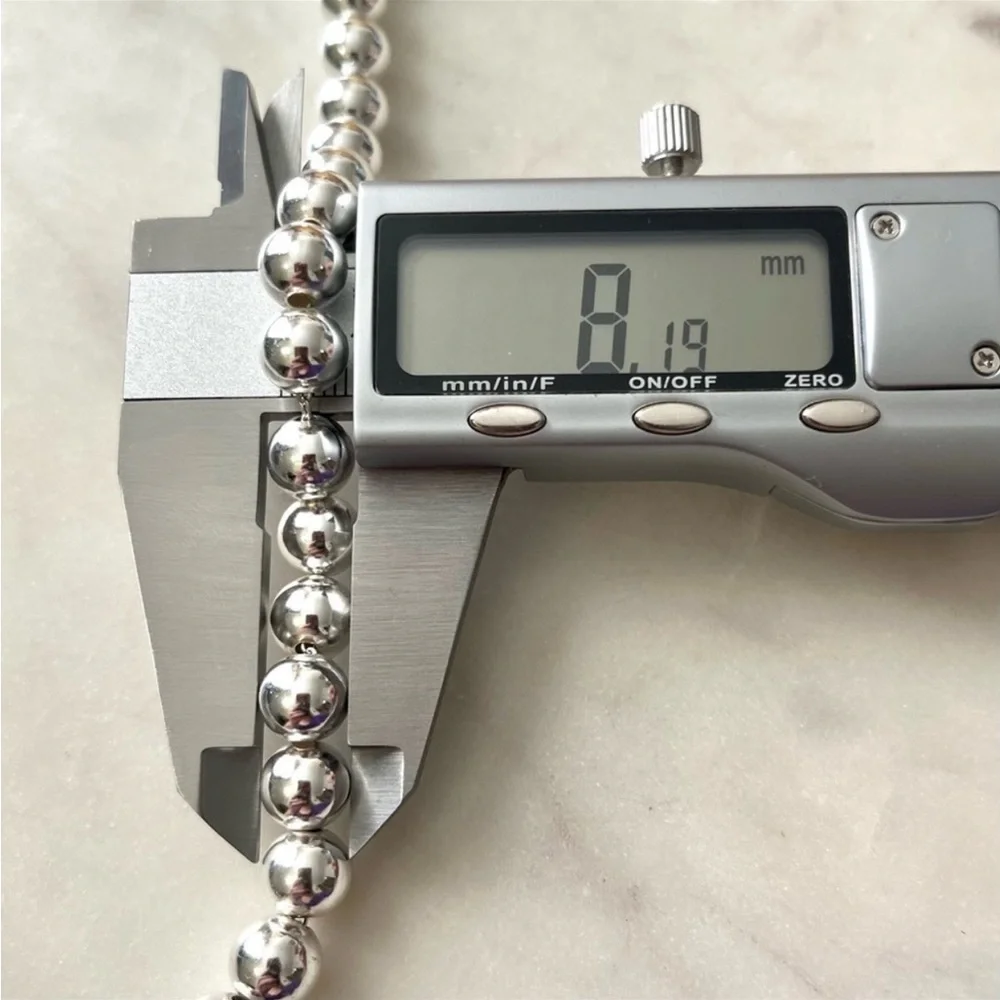 Vintage Sterling Silver Round Bead Bracelet - Picture 3 of 6